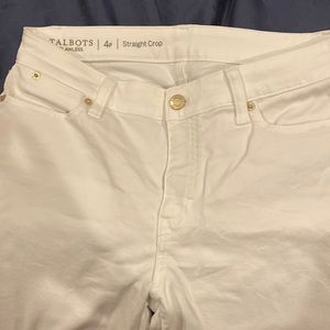 Talbots flawless straight crop white jean five pocket size 4 petite